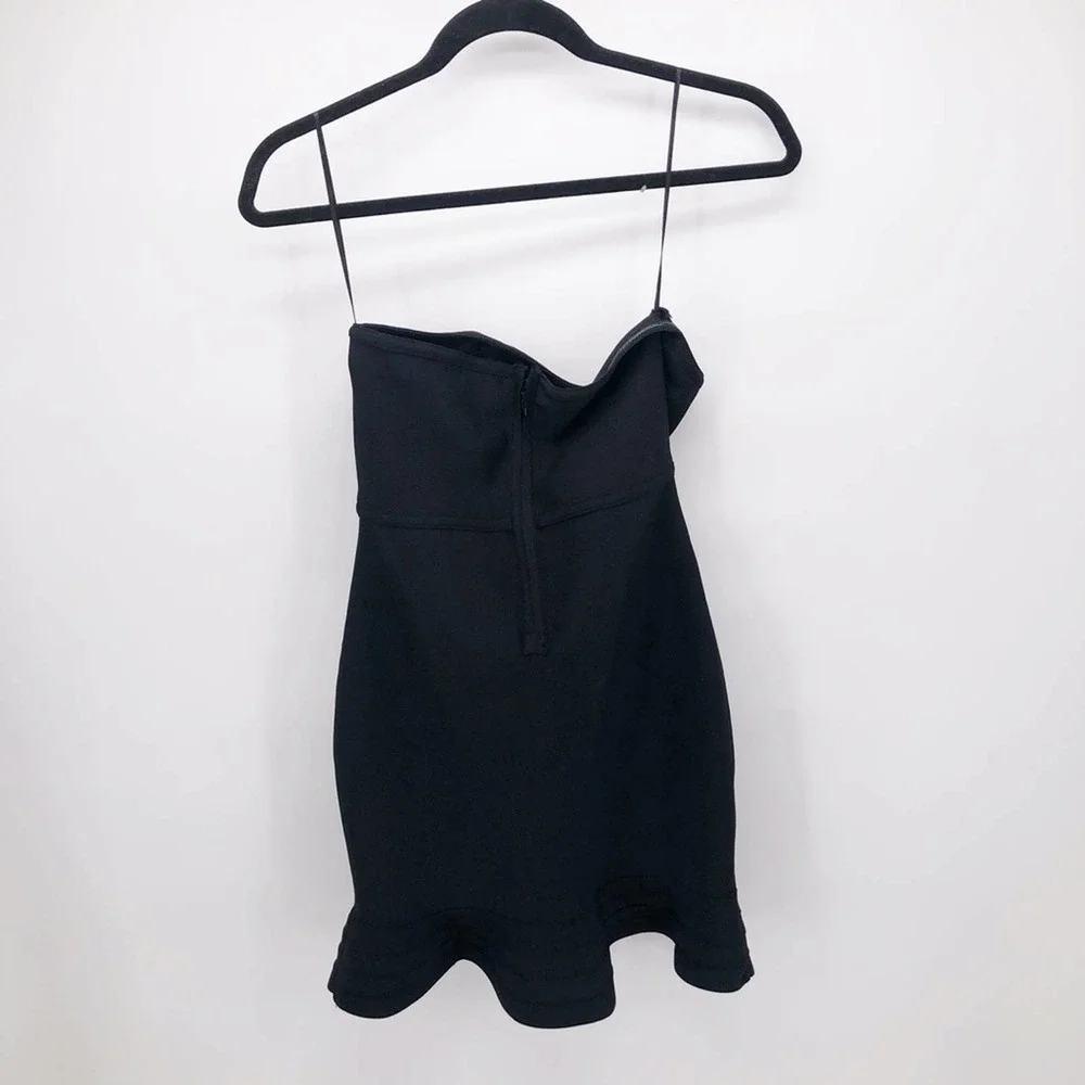 Aqua Strapless Bodycon Ruffle Black Dress Sz M - Picture 3 of 5